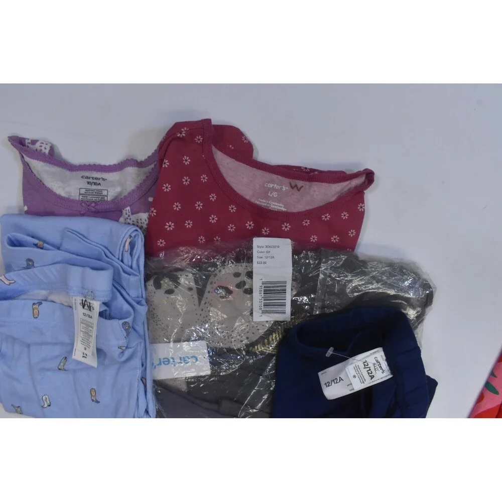 Carters Bulk Lot Of 7 Girls Size Large 10/12 Mixed Season Tops Bottoms Dresses